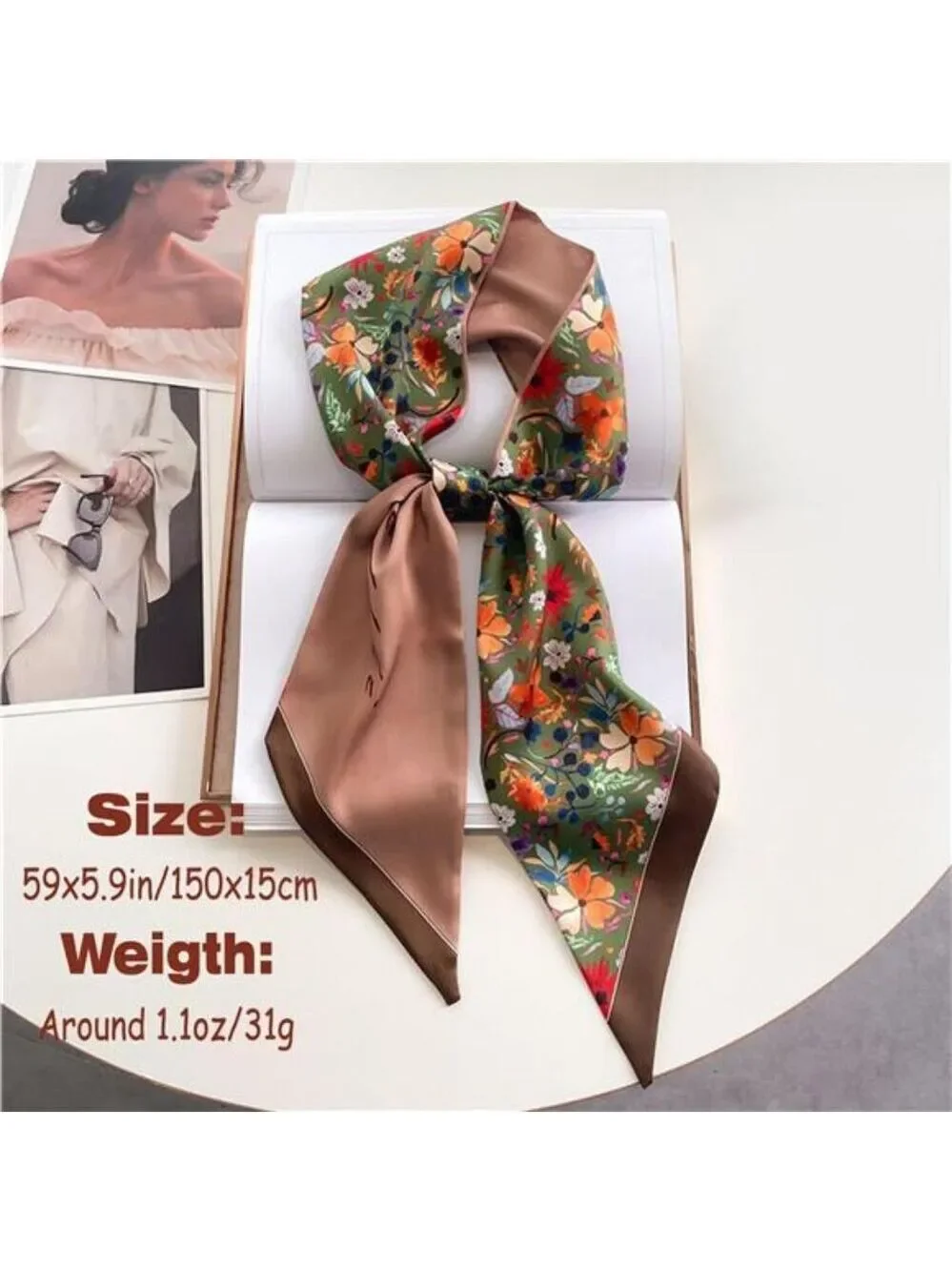 Silk like satin scarf for women long hair neck headband purse belt accessories